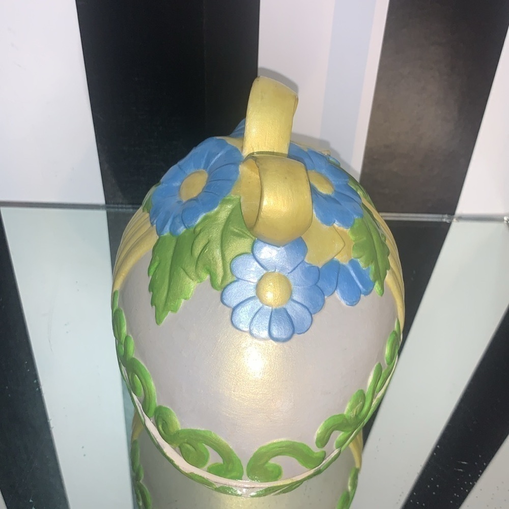 Vintage Hand Painted Ceramic Easter Egg Trinket or Candy Dish Spring Home Decor - Picture 3 of 12